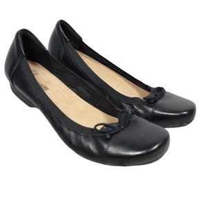 Clarks Women's Flat Leather Shoes Ballarina Size 8 Black
